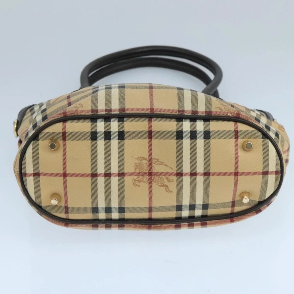 BURBERRY Nova Check Hand Bag PVC Leather Beige Auth 101879 - Picture 6 of 16